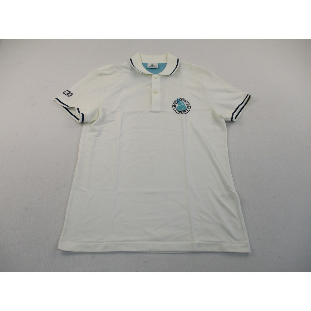 Lacoste Polo Shirt Mens 3 White Sailing Club France Regular Fit Tipped Pique